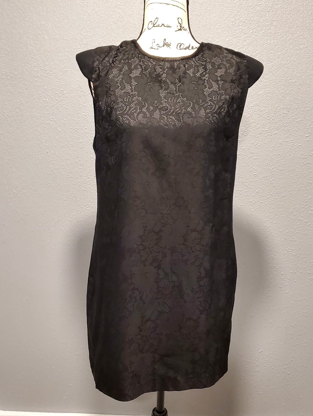 L.K. Collection Black Faux Lace Asymmetrical Women's Dress Size Large